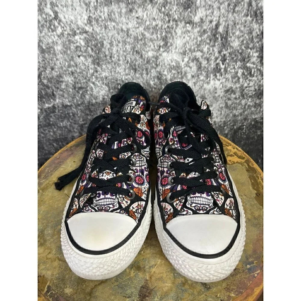 Converse shoes Women 7 men 5 All Star Sugar Skull Black Day Of The Dead Sneakers